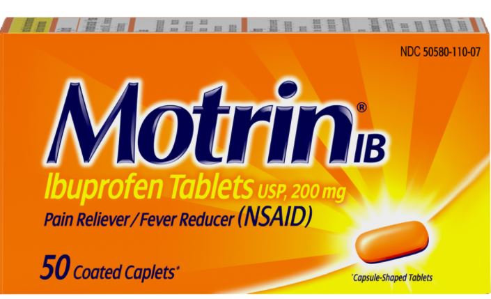 Motrin IB Pain Reliever / Fever Reducer Coated Caplets - 50ct/48pk