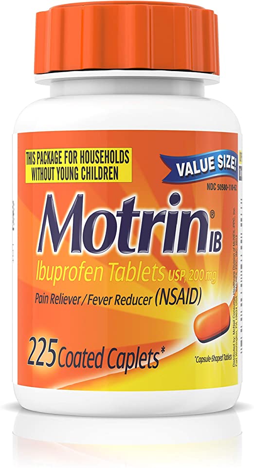 Motrin IB Pain Reliever / Fever Reducer Coated Caplets (Easy to Open Cap) - 225ct/48pk