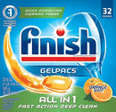 FINISH GelPacs Dishwasher Detergent ORANGE Scent - 32ct/8pk