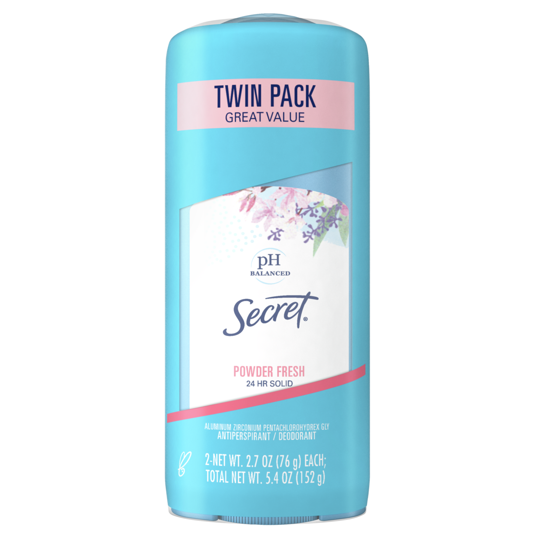 Secret Wide Solid PowderFresh Twin Pack - 2.7oz x 2/6pk