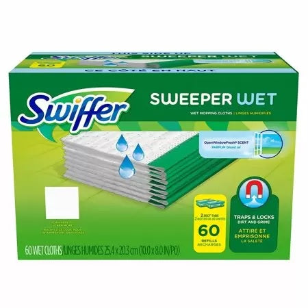 Swiffer Sweeper Wet Cloth Refill, White - 60ct/1pk