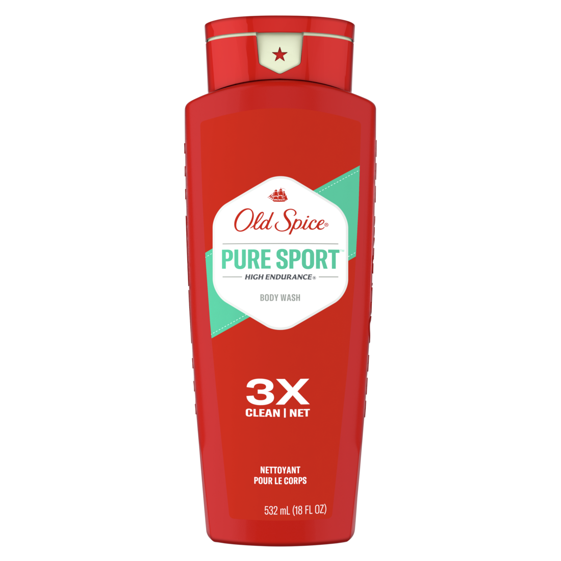 Old Spice High Endurance Body Wash for Men, Pure Sport Scent - 18oz/4pk
