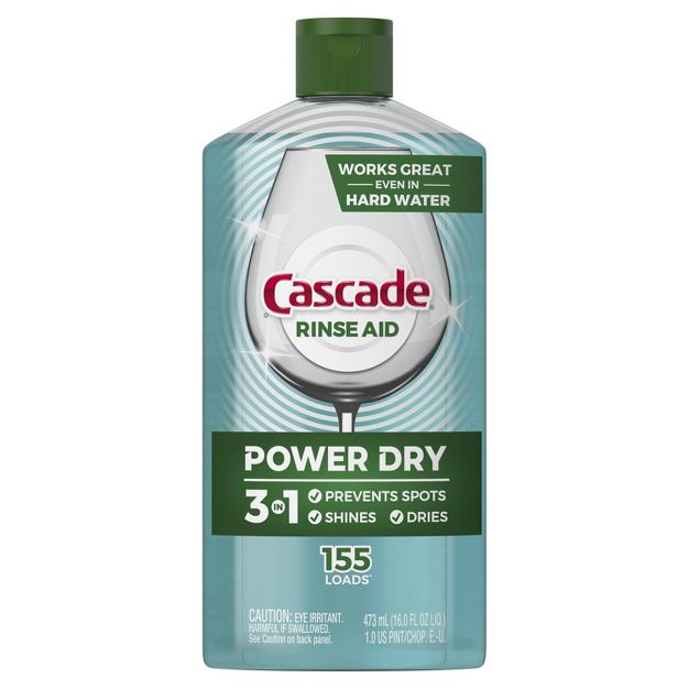 Cascade Dishwasher Rinse Aid Liquid 155 Loads  - 16oz/6pk