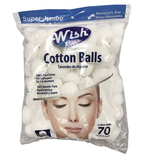 Cotton Balls SUPER Jumbo WISH Care  - 70ct/48pk
