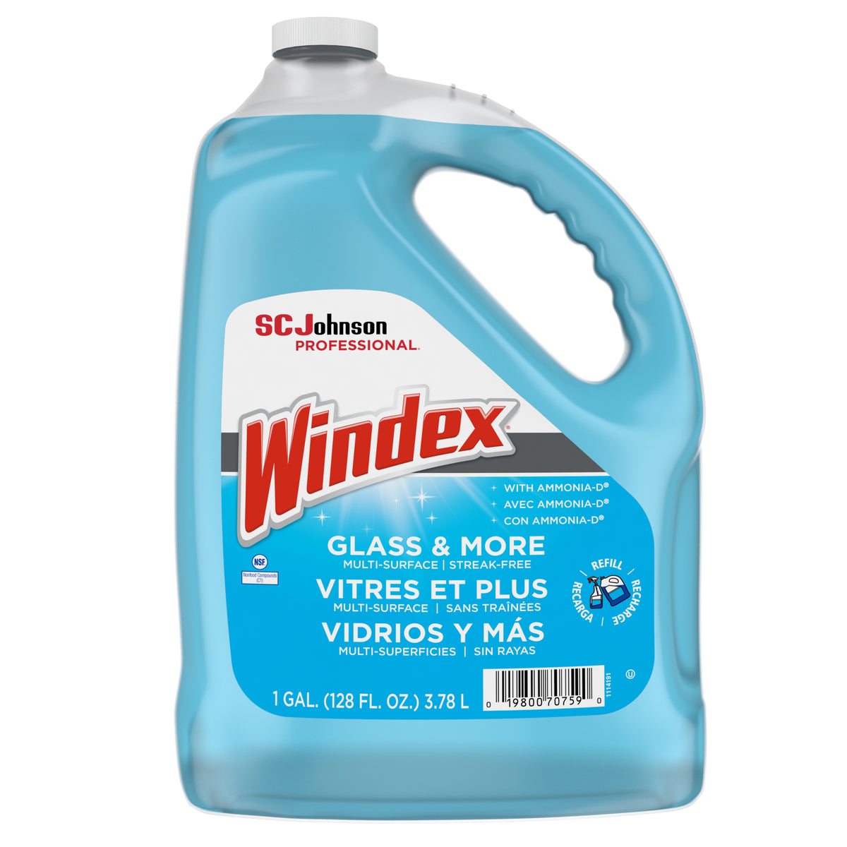 Windex Professional Blue Cleaner 1 Gallon Refill Pro - 128oz/4pk