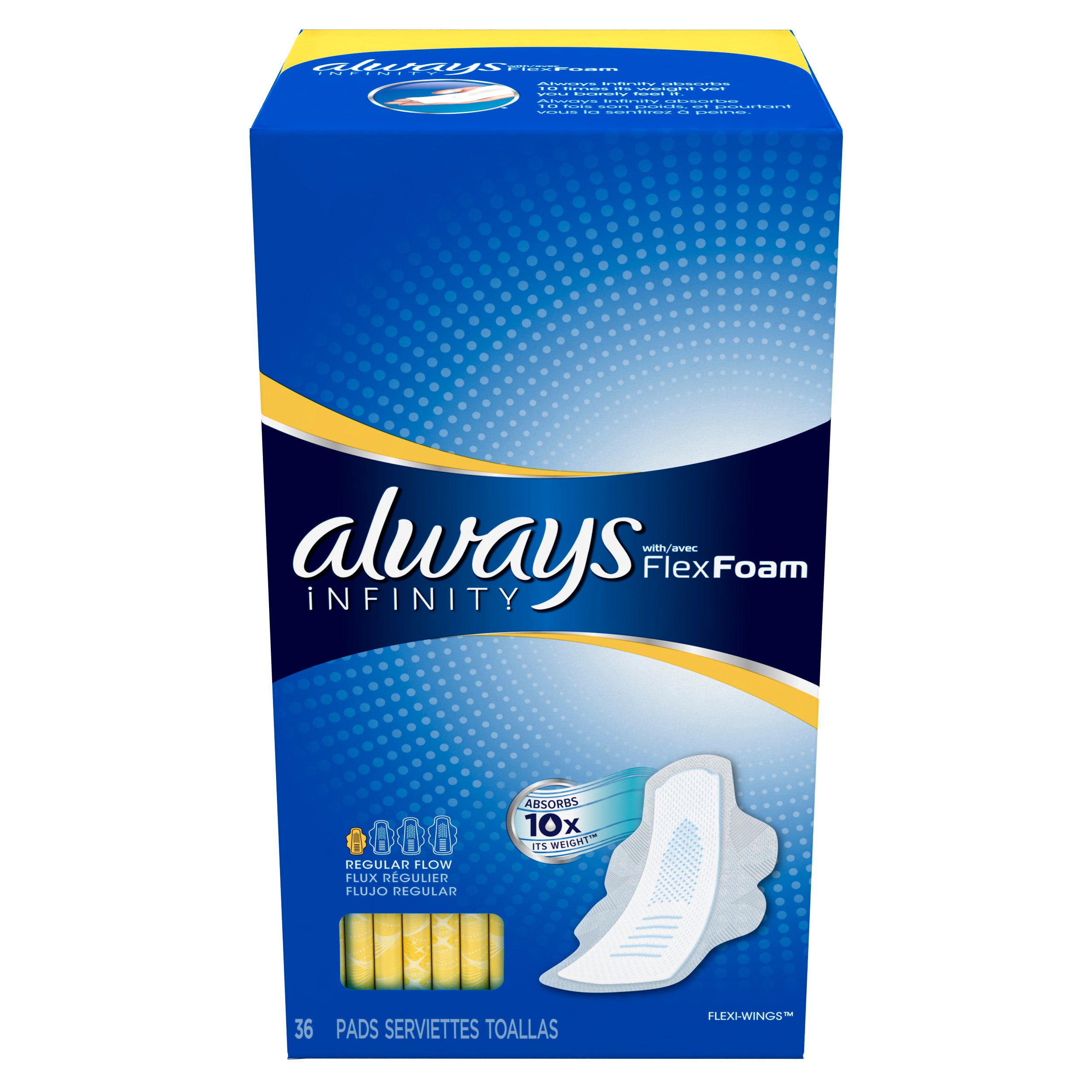 Always INFINITY REGULAR UNS w/Flexi-Wings  - 36ct/6pk