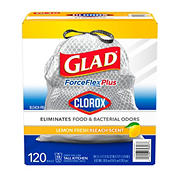 Glad ForceFlex 13 Gal Plus Tall Kitchen Trash Bags Lemon Fresh Bleach Scent  - 120ct/1pk