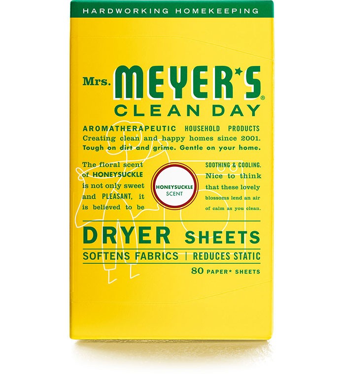 Mrs. Meyers Dry Sheets Honeysuckle - 80ct/12pk