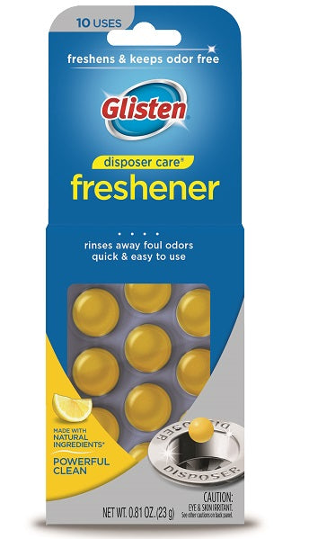 Glisten Disposer Care Freshener Lemon Scent 10 Uses - 0.81oz/12pk