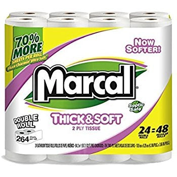Marcal Thick & Soft PP $9.99 24 Double Roll (6-4 Packs)Toilet Tissue - 264ct/6pk