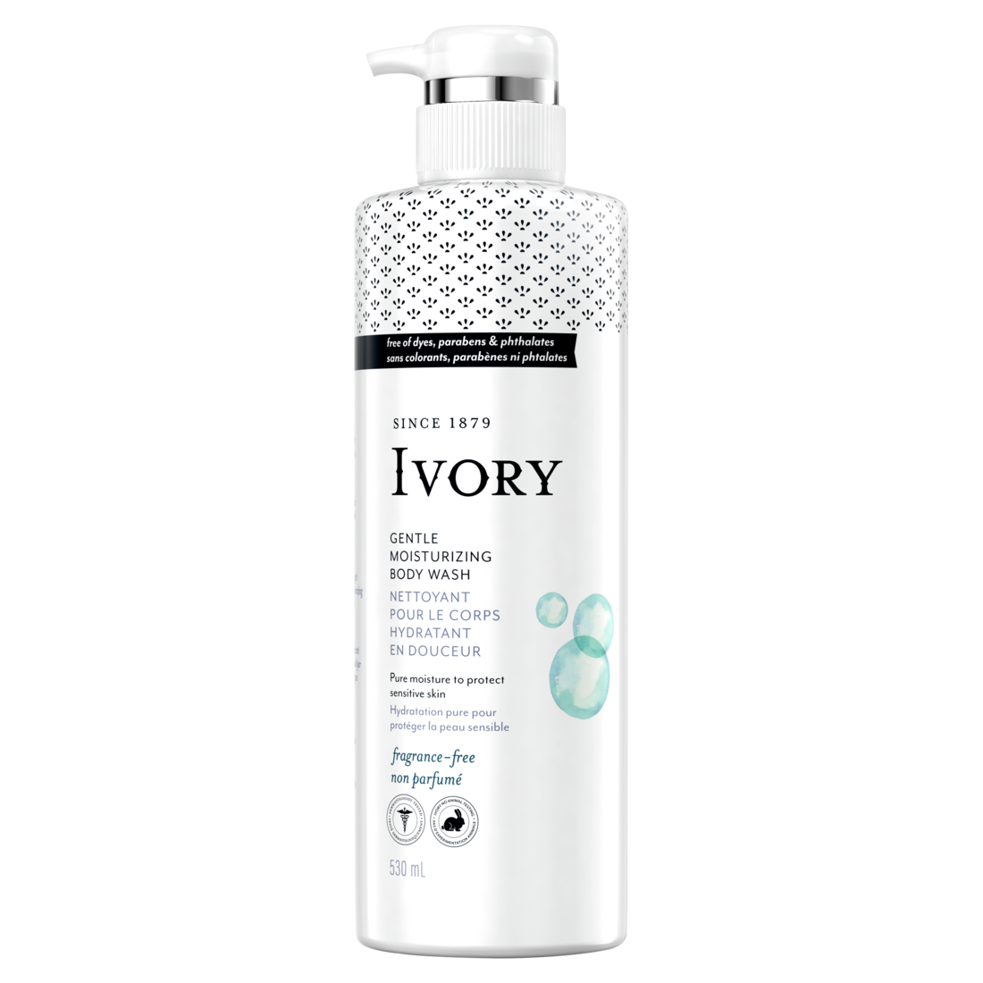 Ivory Gentle Moisturizing Body Wash Fragrane Free - 530ml/4pk