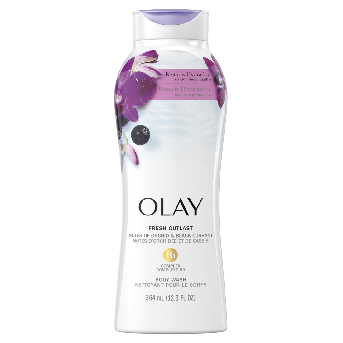 Olay Fresh Outlast Body Wash, Orchid & Black Currant - 22oz/650ml/4pk