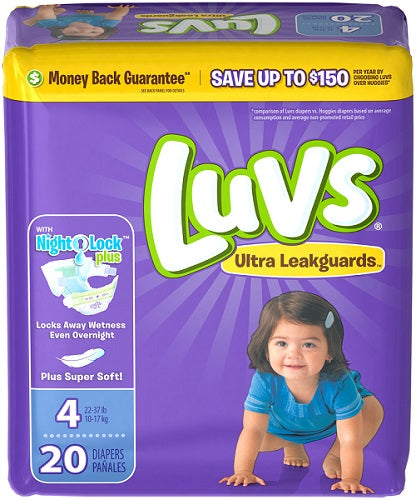 Luvs Ultra Leakguards Diapers Size#4 - 20ct/4pk