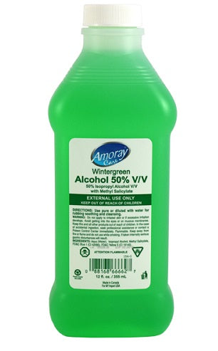 Amoray Rubbing Alcohol Wintergreen 50% -  12oz/24pk