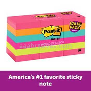 Post-it Notes 653-18AU, 1 3/8in x 1 7/8in Cape Town Colors 100 sheets per Pad - 18pad/1pk