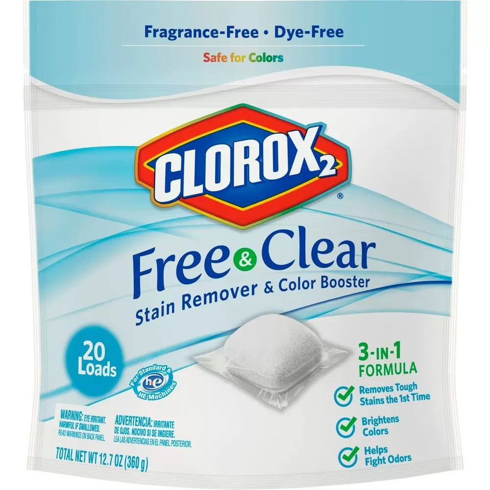 Clorox 2 StainRemover and ColorBooster Packs Free & Clear - 20ct/6pk