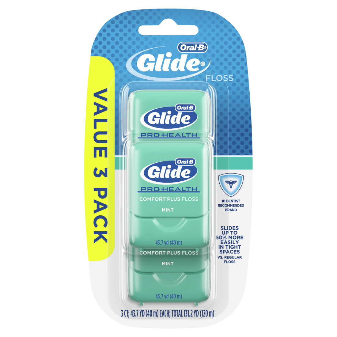 Oral-B Glide Pro-Health Comfort Plus Dental Floss, Extra Soft Value 3 Pack - 40m each x 3/16pk