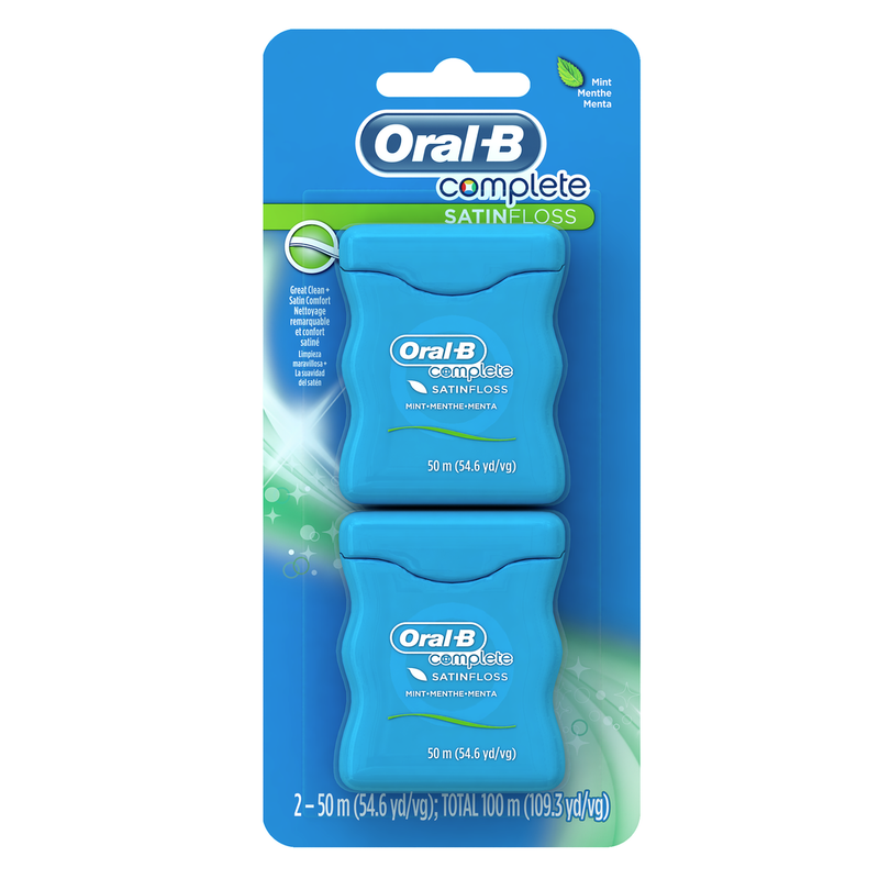 Oral-B Complete Mint SatinFloss, Comfort Grip, Value 2 Pack - 50m Each x 2/48pk