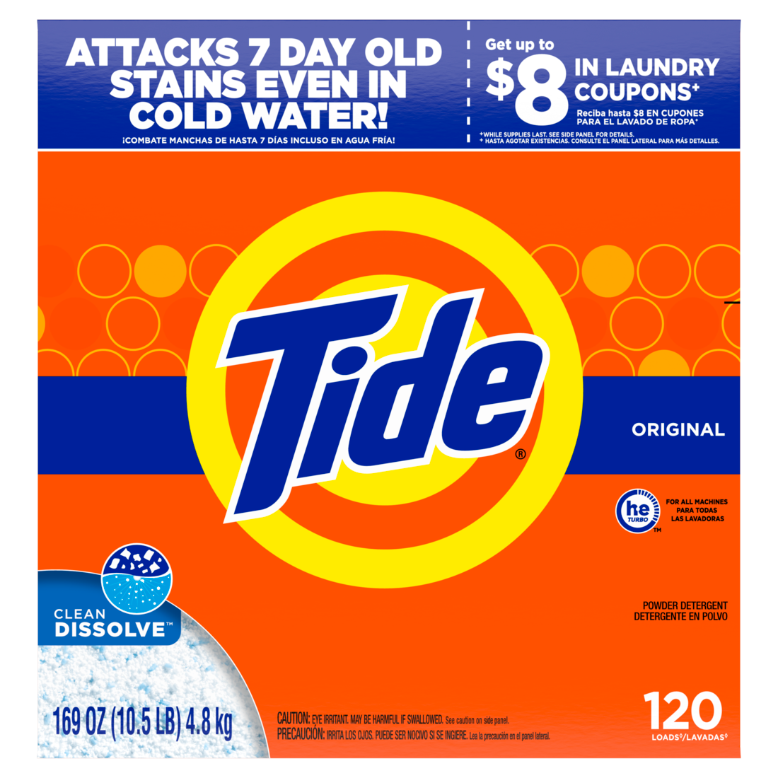 Tide Powder Laundry Detergent, Original, 120 loads - 169oz/2pk