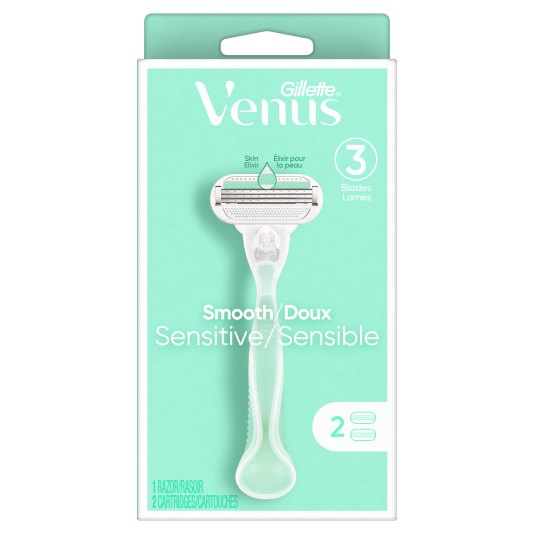 Gillette Venus Smooth Sensitive Women's Razor Handle + 2 Blade Refills /3pk