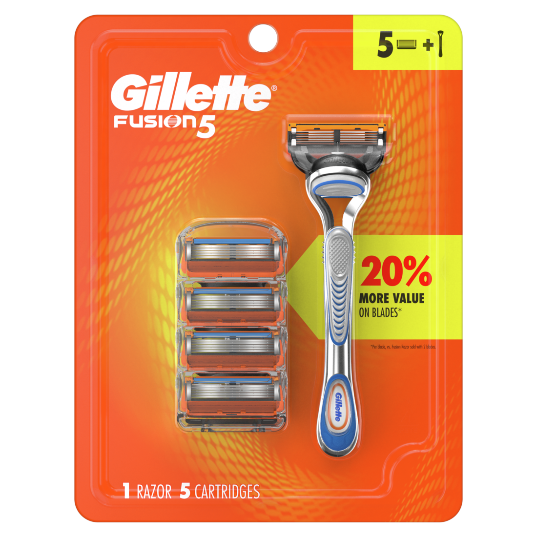 Gillette Fusion5 Men's Razor Handle + 5 Blade Refills  /6pk