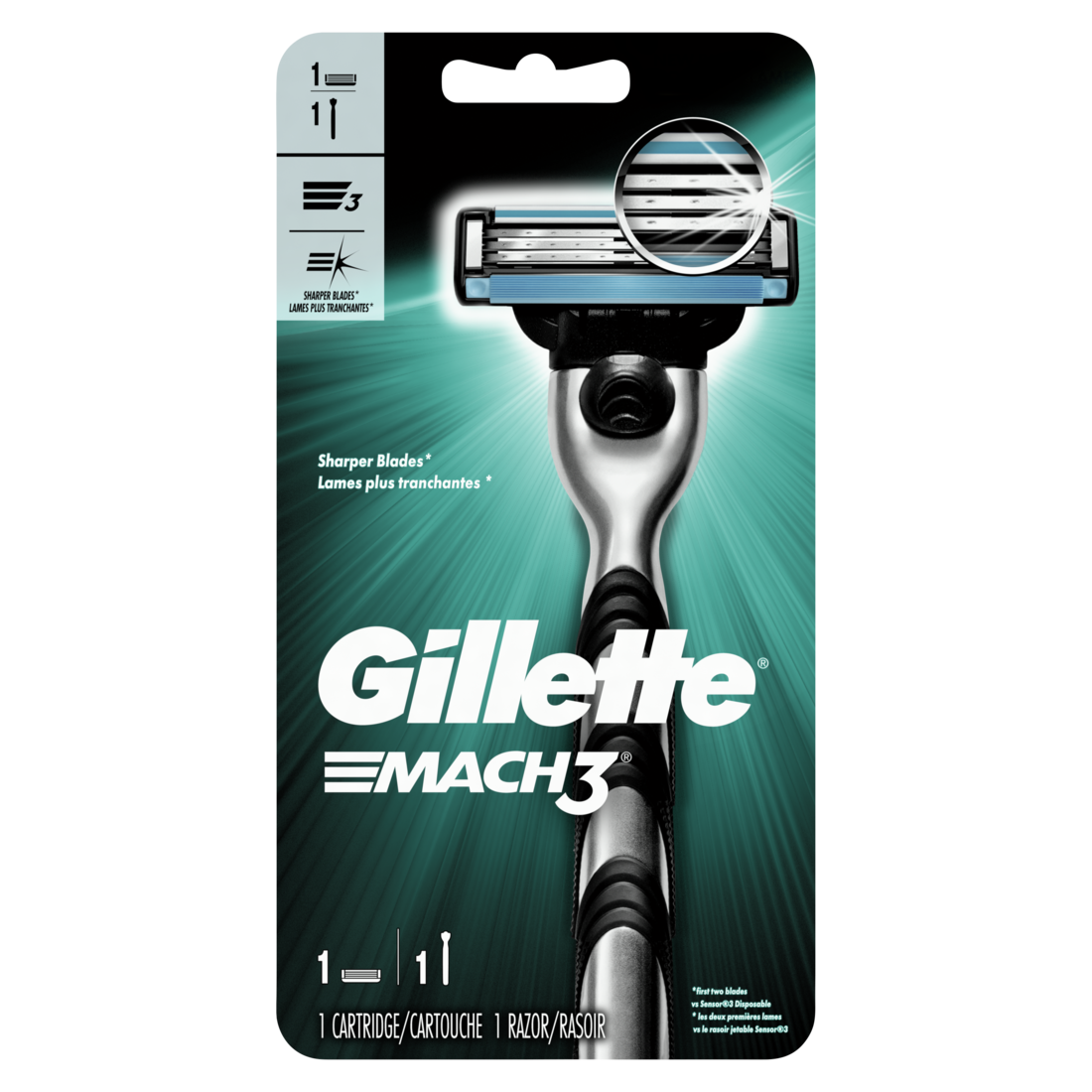 Gillette Mach3 Men's Razor Handle + 1 Blade Refill /6pk