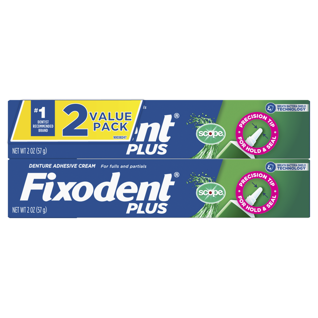 Fixodent Plus Scope Secure Denture Adhesive  (Twin Pack) - 2.oz x2/12pk