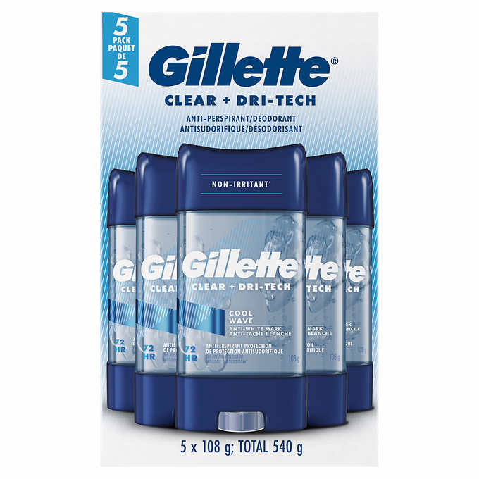 Gillette Clear Gel Cool Wave AntPrst Deodorant - 5x3.8oz (108g)