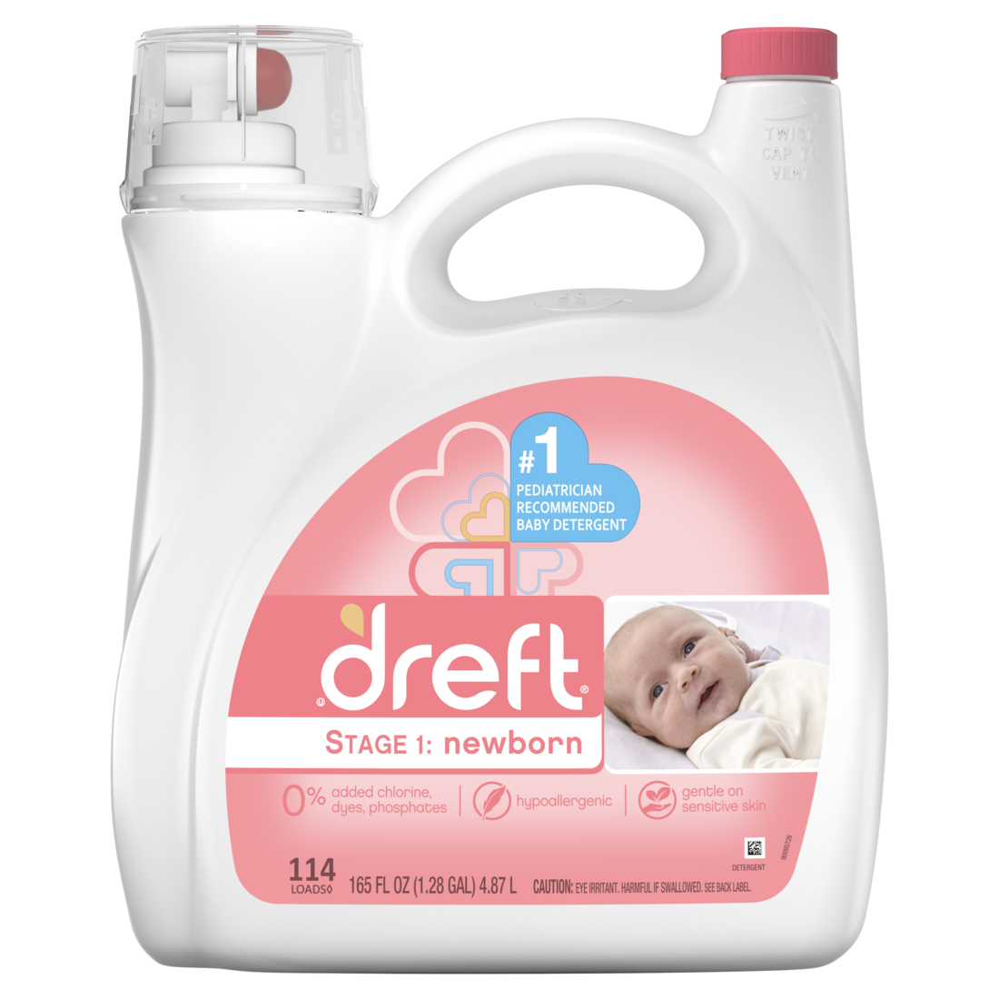 Dreft Stage 1 Newborn Liquid Laundry 114 Loads - 165oz/4pk
