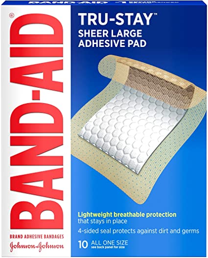 Band-Aid Brand Adhesive Bandages Tru-Stay Adhesive Padslarge All One Size 2 7/8" X 4" - 10ct/3pk