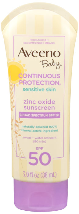 Aveeno Baby Continuous Protection Zinc Oxide Sensitive Skin lotion Spf50 - 3oz/3pk