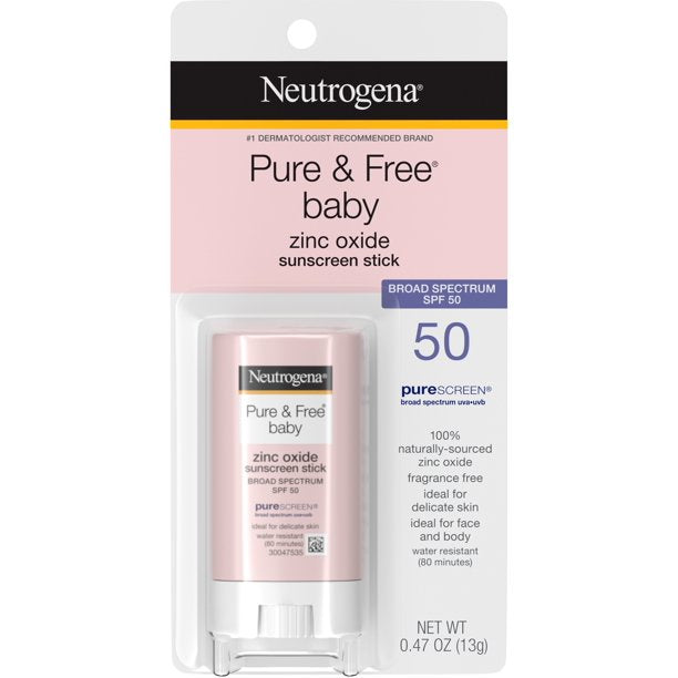 Neutrogena Pure & Free Baby Zinc Oxide Stick Spf50 Fragrance Free - 0.47oz/12pk