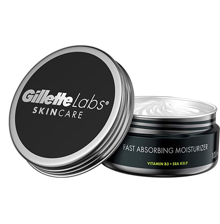 GilletteLabs Fast Absorbing Moisturizer by Gillette, Lightweight and Hydrating, Includes Vitamin B3 + Sea Kelp - 3.4oz /3pk
