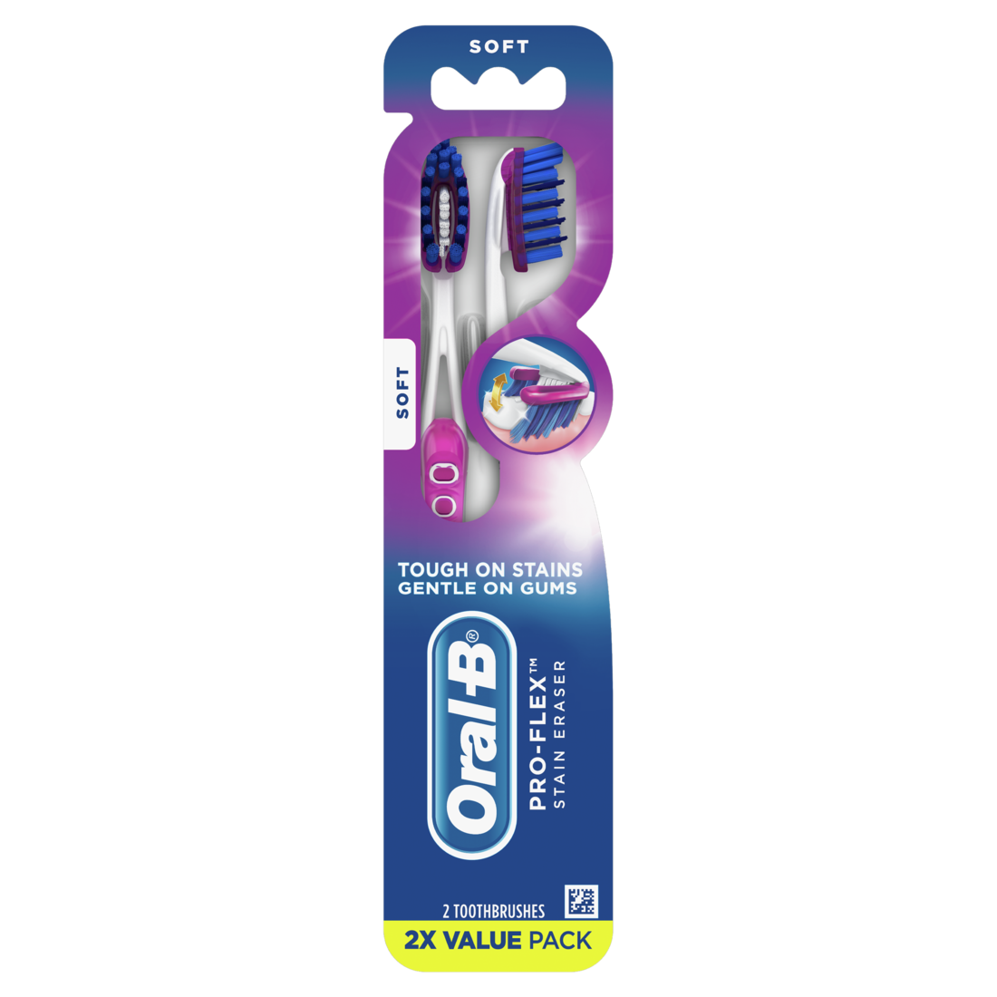 Oral-B 3D White Pro-Flex Stain Eraser Toothbrushes Soft - 2ct/72pk