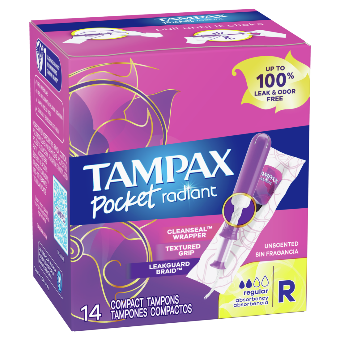 Tampax Pocket Radiant Compact Tampons Regular - 14ct/18pk