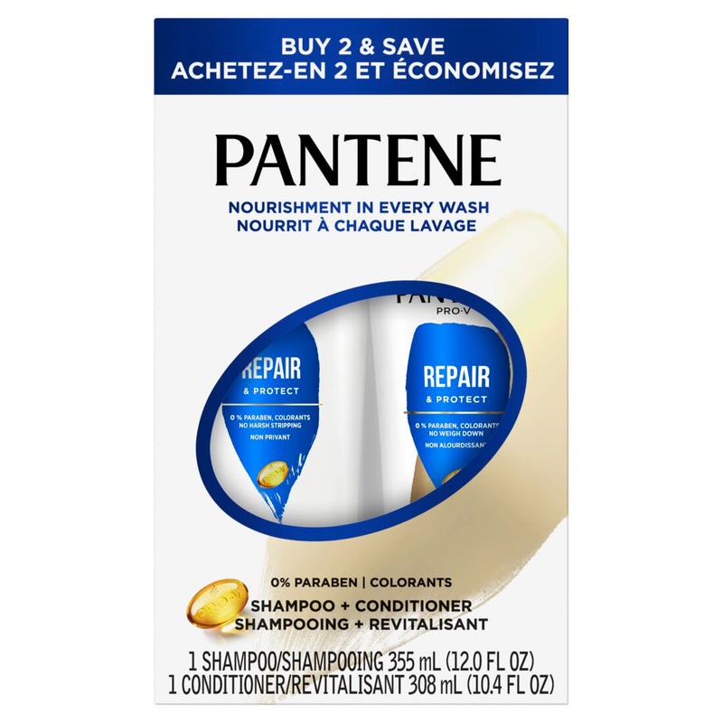 PANTENE PRO-V Repair & Protect Shampoo 12oz + Conditioner - 10.4oz/4pk