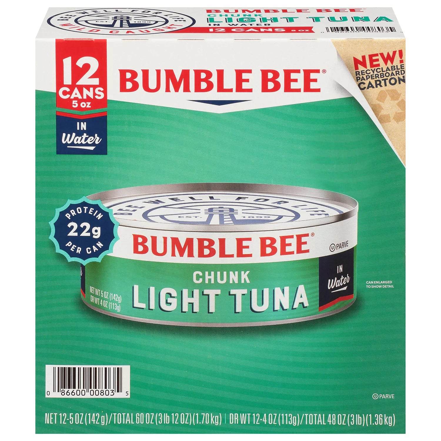 Bumble Bee Chunk Light Tuna in Water - 5 oz/12pk