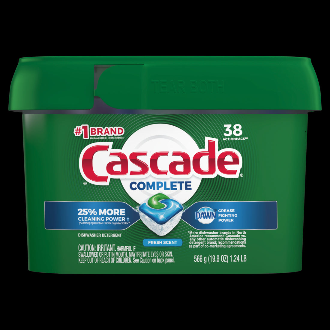 Cascade Complete ActionPacs Dishwasher Detergent, Fresh Scent - 38ct/3pk