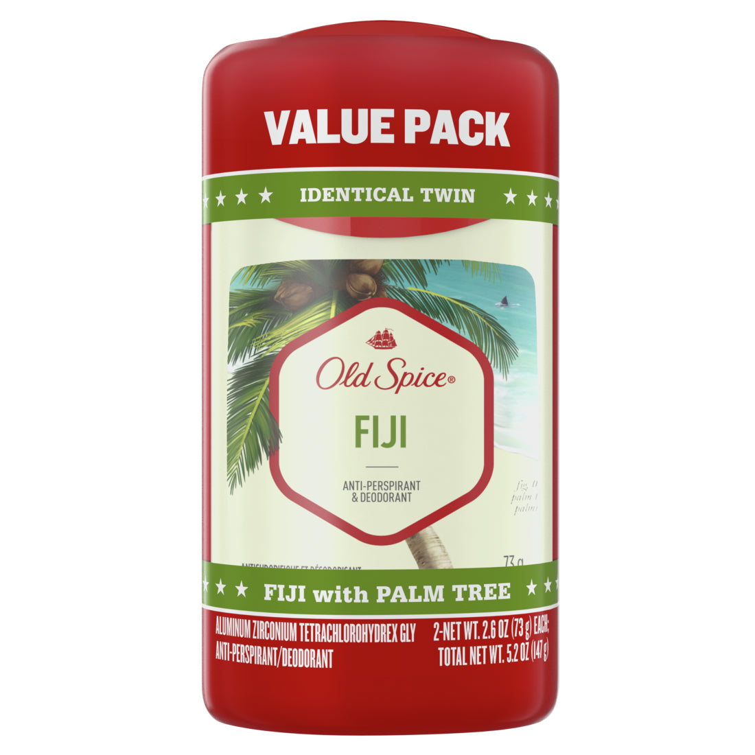 Old Spice Antiperspirant & Deodorant for Men Fiji (pack of 2)- 2.6oz/6pk