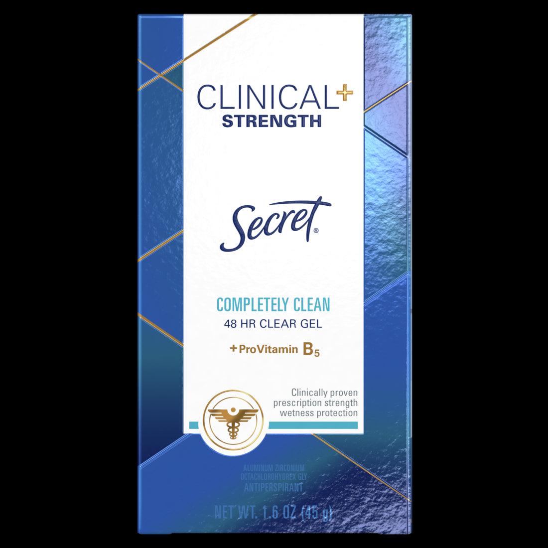 Secret Clinical Strength Clear Gel Antiperspirant and Deodorant, Compltly Cln - 1.6 oz/12pk