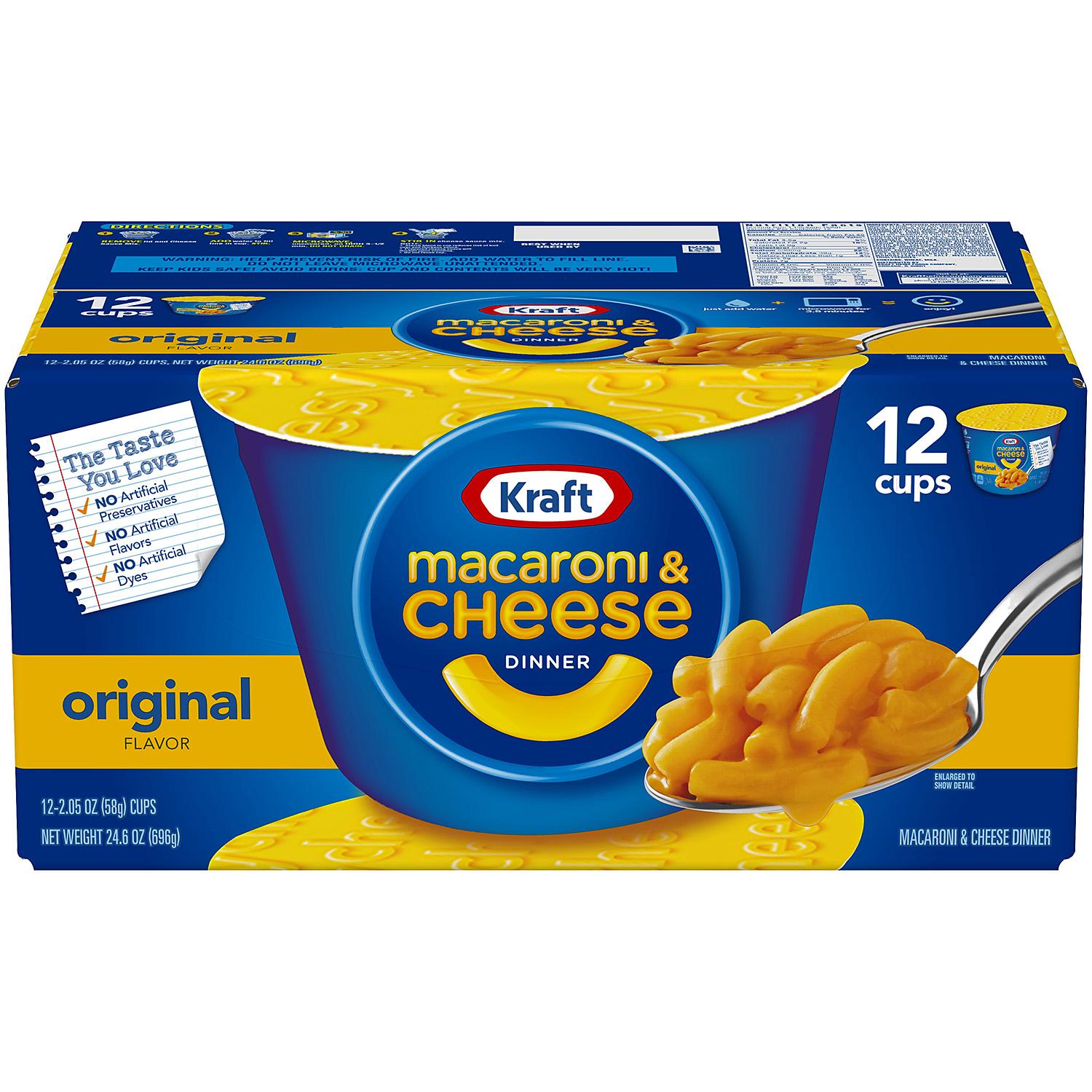 Kraft Macaroni & Cheese DINNER Cups - 24.6oz/2.05oz(58g)/12pk