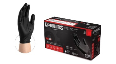 Gloveworks Black Nitrile PF Ind Gloves XL - 100ct/10pk