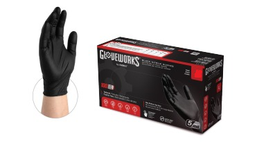 Gloveworks Black Nitrile PF Ind Gloves S - 100ct/10pk