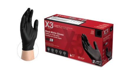 X3 Black Nitrile PF Ind Gloves S - 100ct/10pk