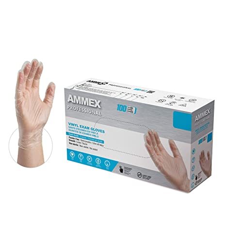 AMMEX Vinyl PF Exam Gloves M - 100ct/10pk