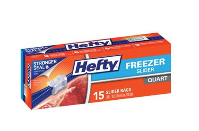 Hefty Slider Bag Quart Freezer LC - 15ct /9pk