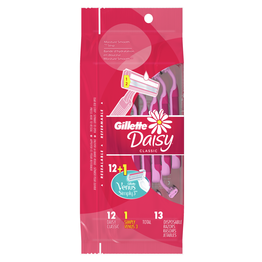 Gillette Daisy Classic Disposable Women's Razor 12ct+1Venus Simply3 Disposable Razor-12pk<br><br>12 inner