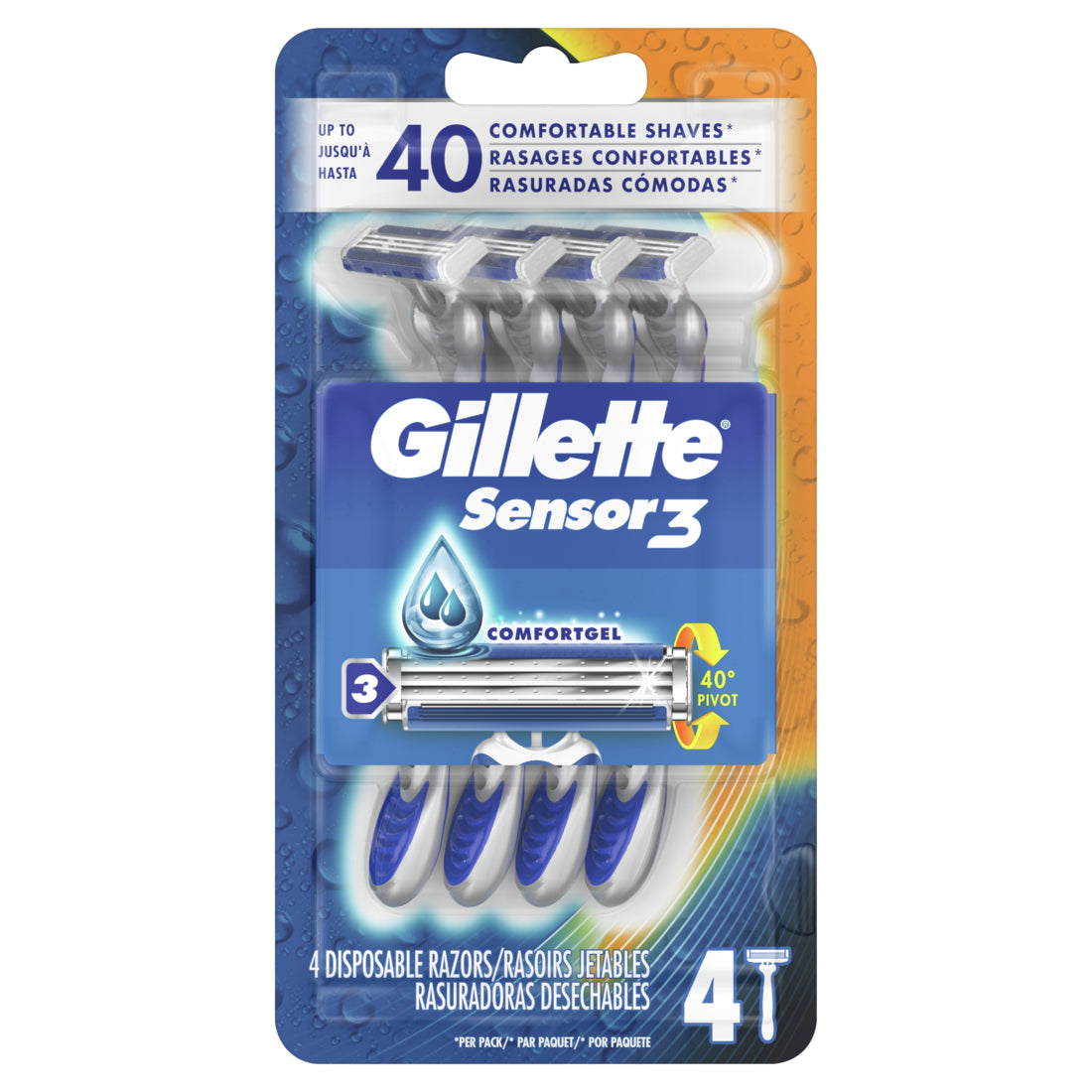 Gillette Sensor3 Men's Disposable Razor - 4r/12pk