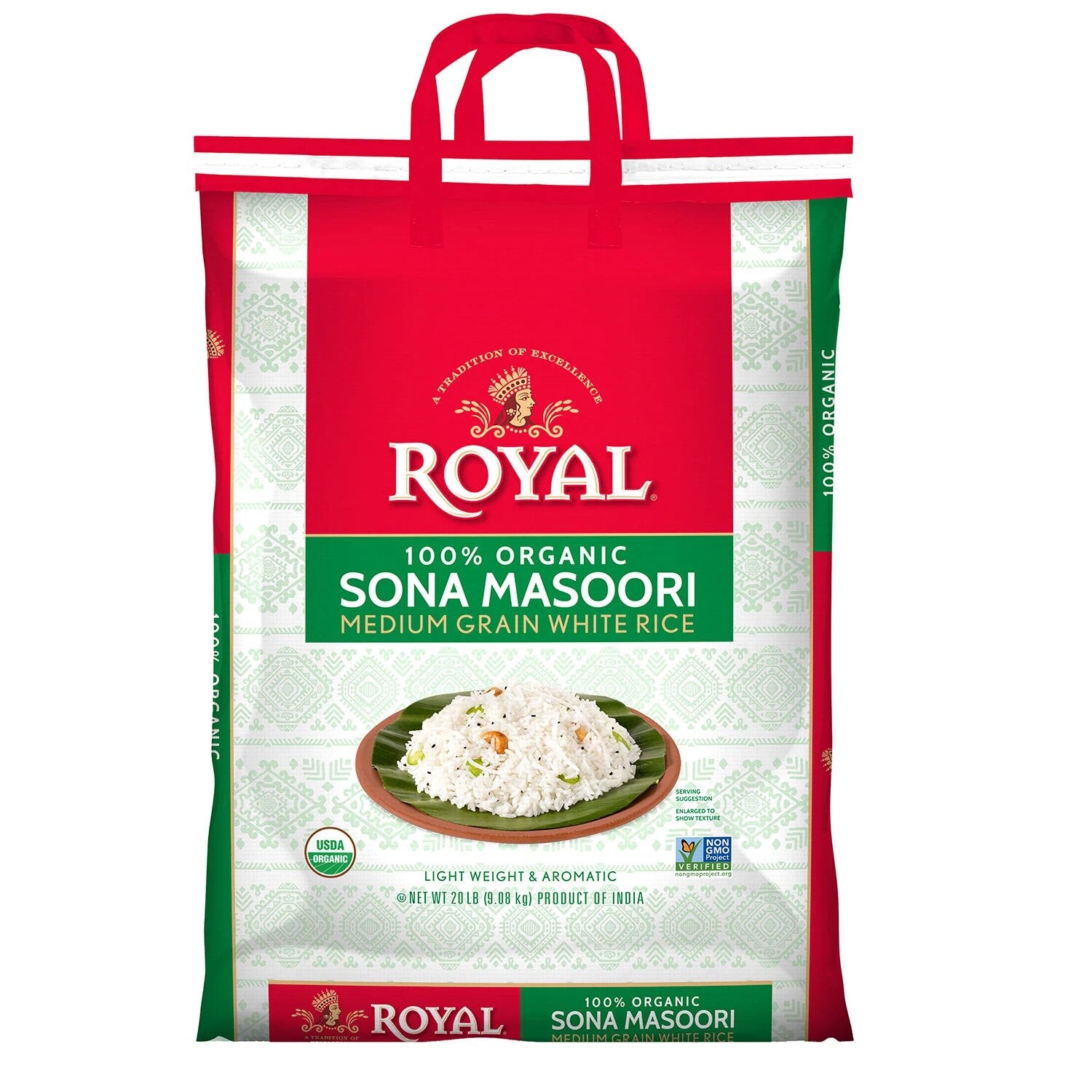 Royal Sona Masoori Organic Rice - 20lbs/1pk