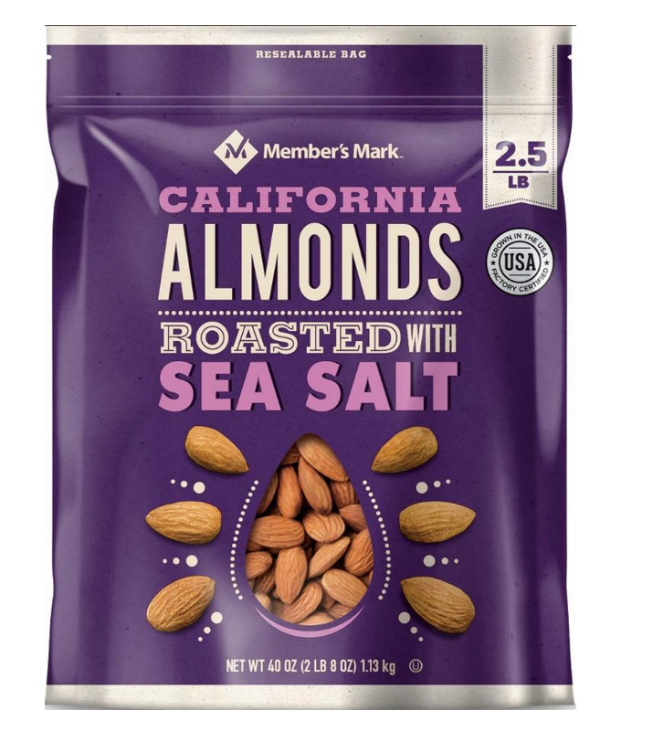 Member's Mark Roasted Almonds with Sea Salt - 40oz/1pk